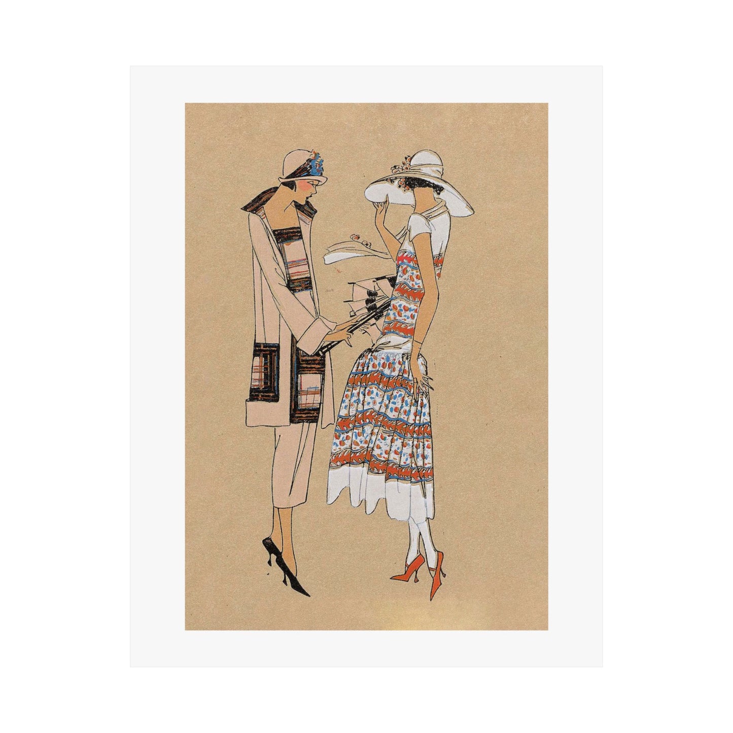 Vintage 1920s Fashion Illustration Poster - Spring Rencontre