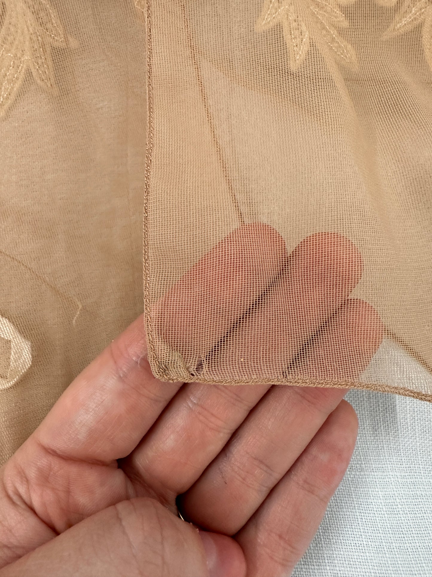 1950s Linen Wiggle Dress with Illusion Neckline by Peggy Hunt / Waist 24