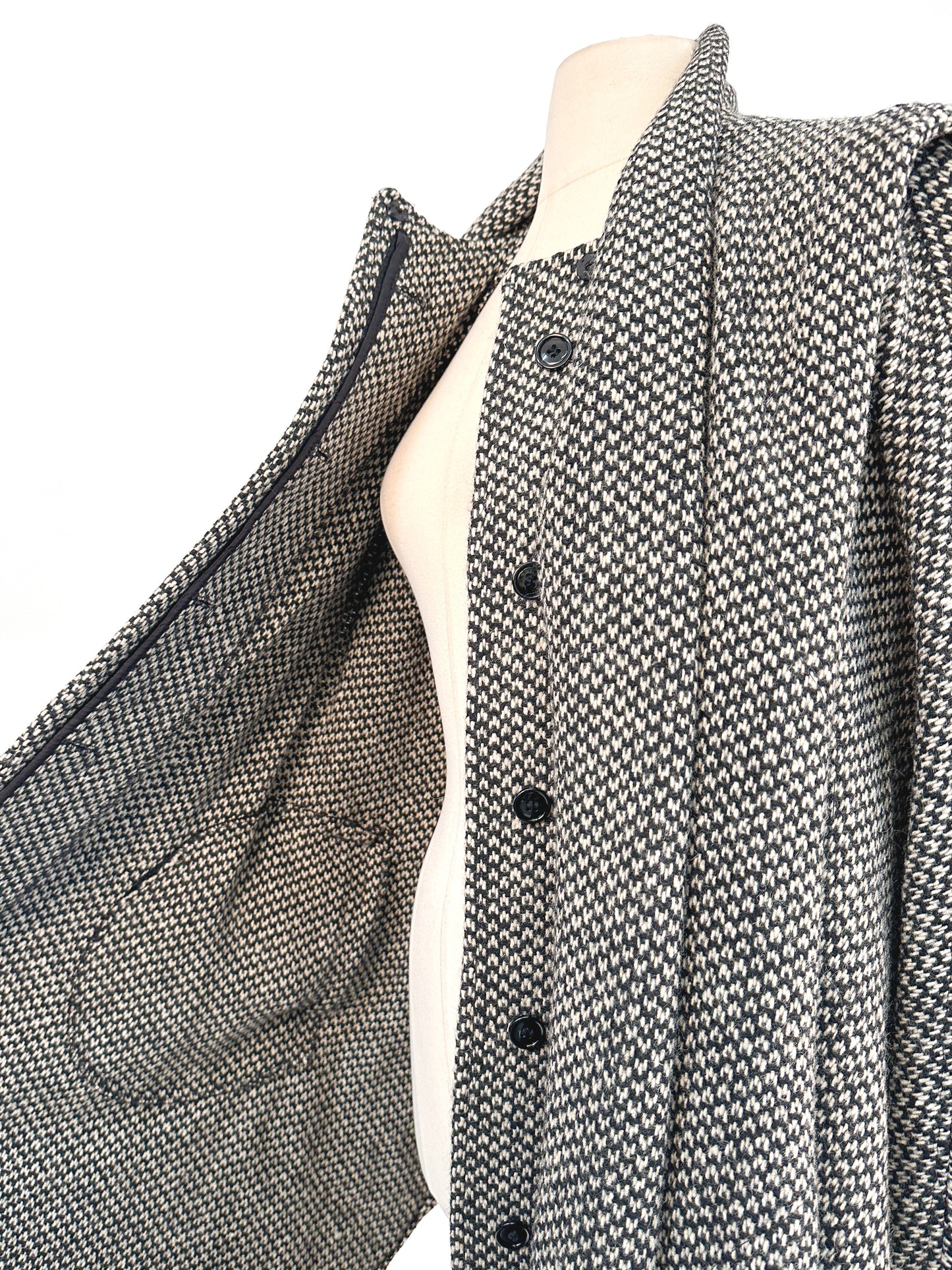 1980s Houndstooth Batwinged Coat / OSFM