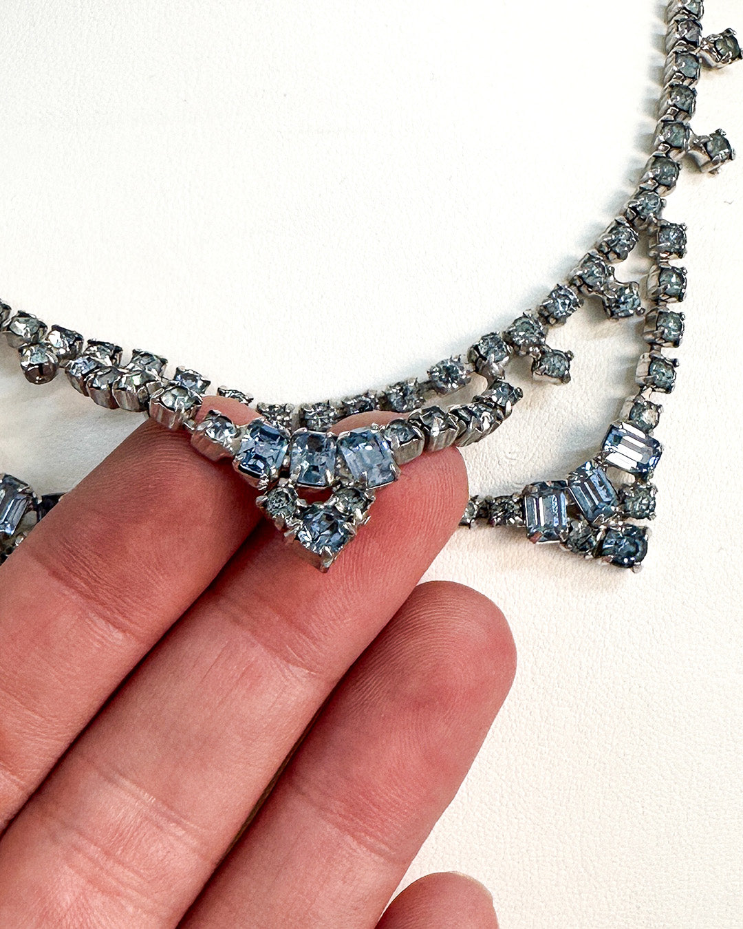 1940-50s Pale Blue Rhinestones Statement Choker