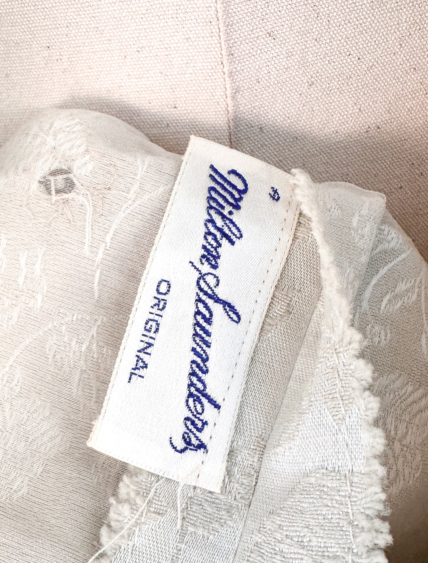 1950s Taupe and Gold Beaded Brocade Dress / Waist 30