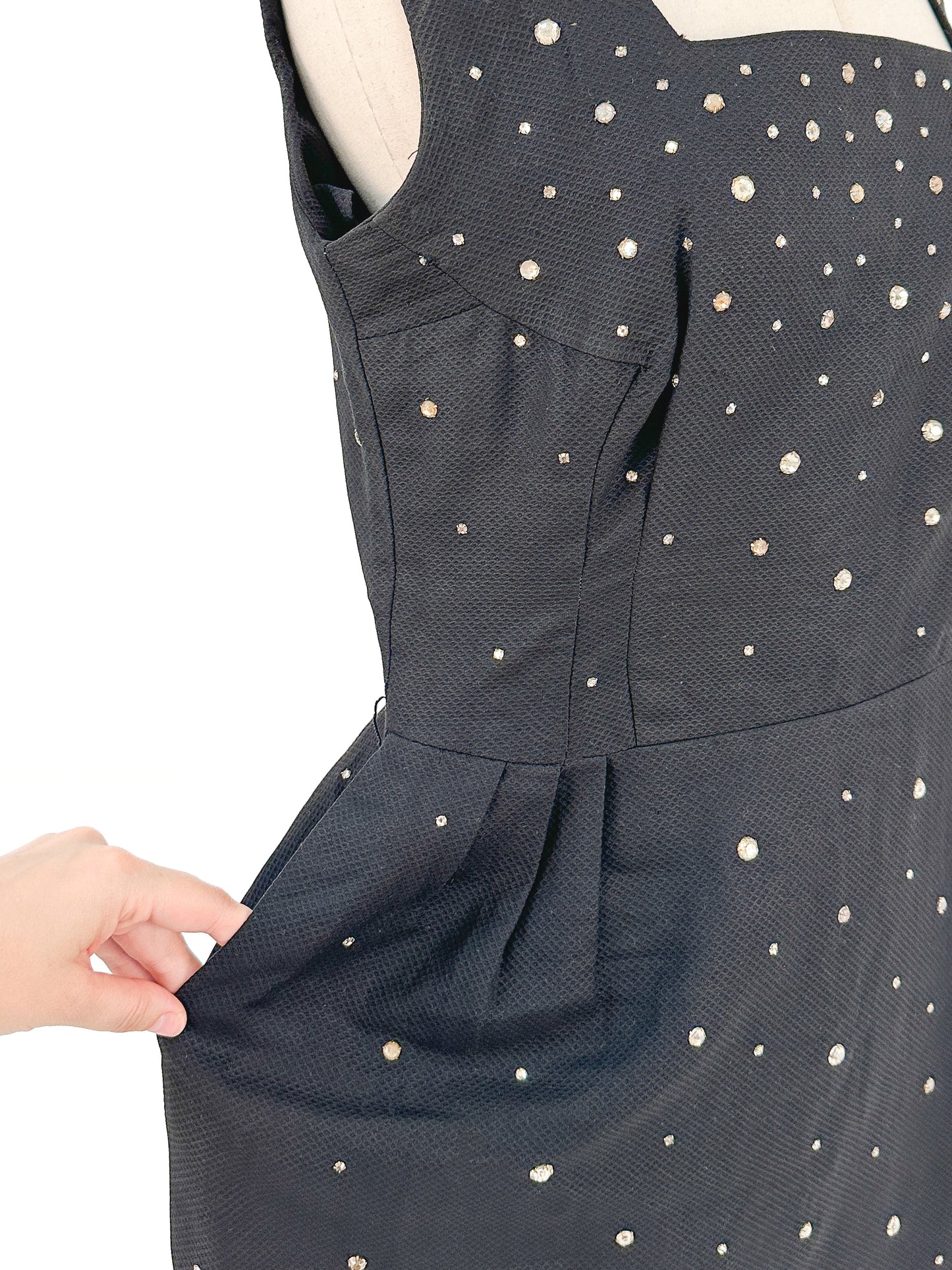1950s Sparkling Rhinestone Wiggle Dress / Waist 30