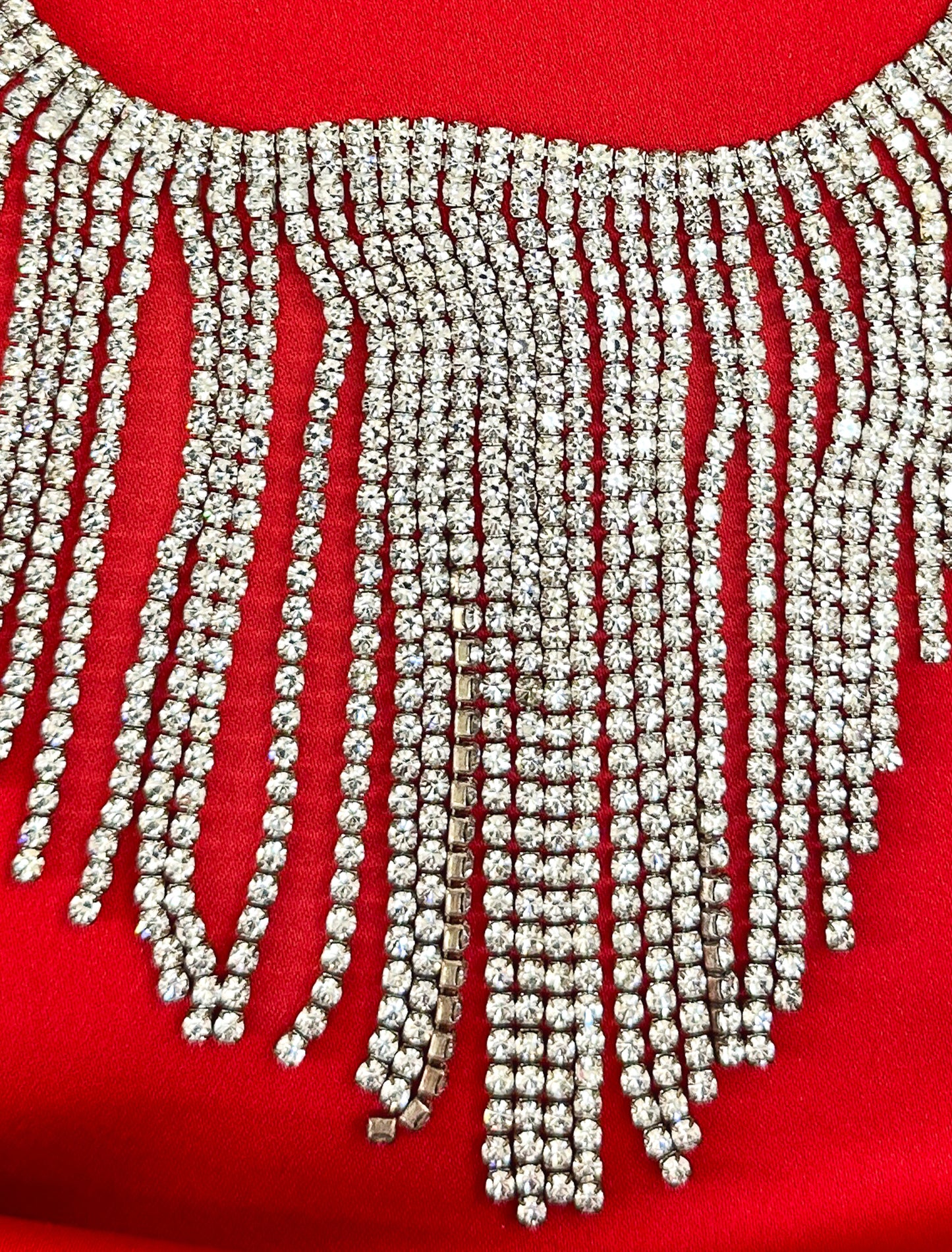 1970s Clear Rhinestone Fringe Necklace