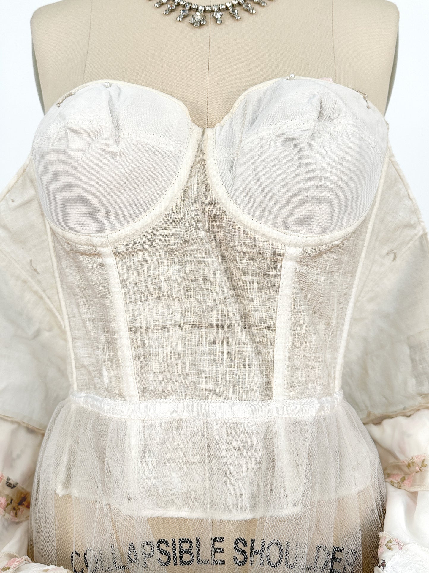 1960s Embroidered Satin Party Dress by Susan Small / Waist 24-26