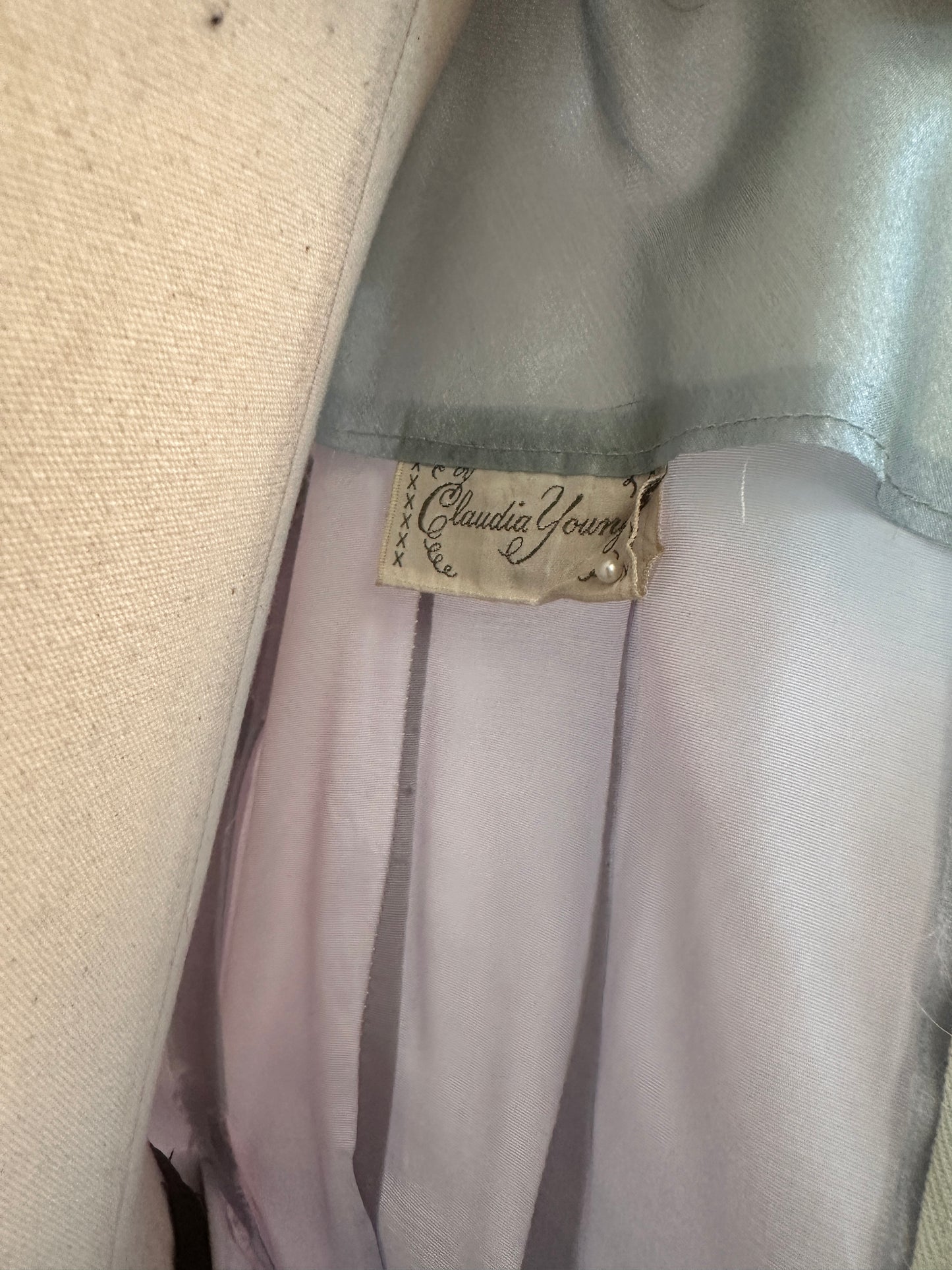 1950s Shimmering Light Blue Dress with Matching Coat / Waist 26