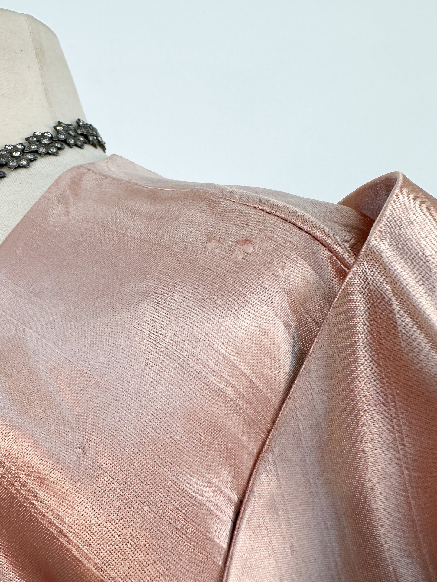 1930-40s Dusty Rose Silk Satin Gown / Waist 30