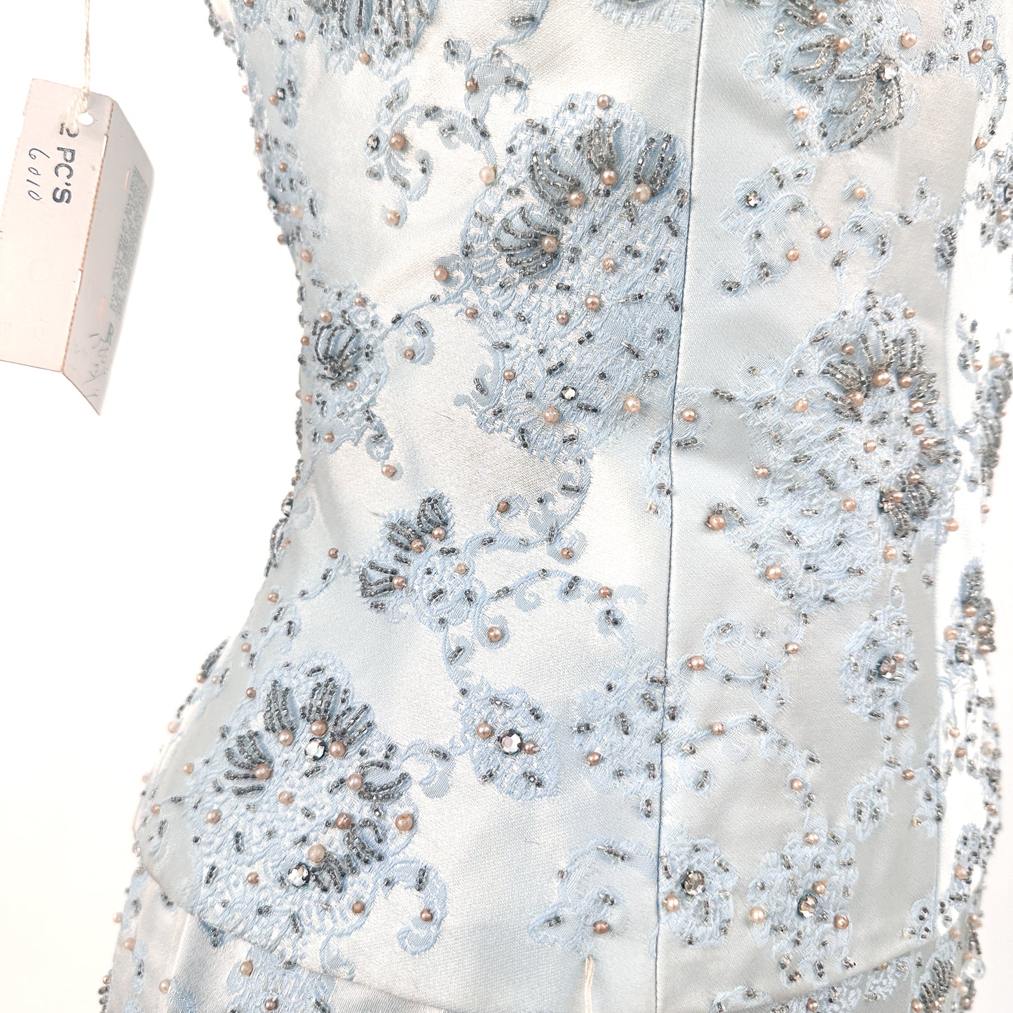 1950-60s Pale Blue Beaded Two Piece / Waist 26