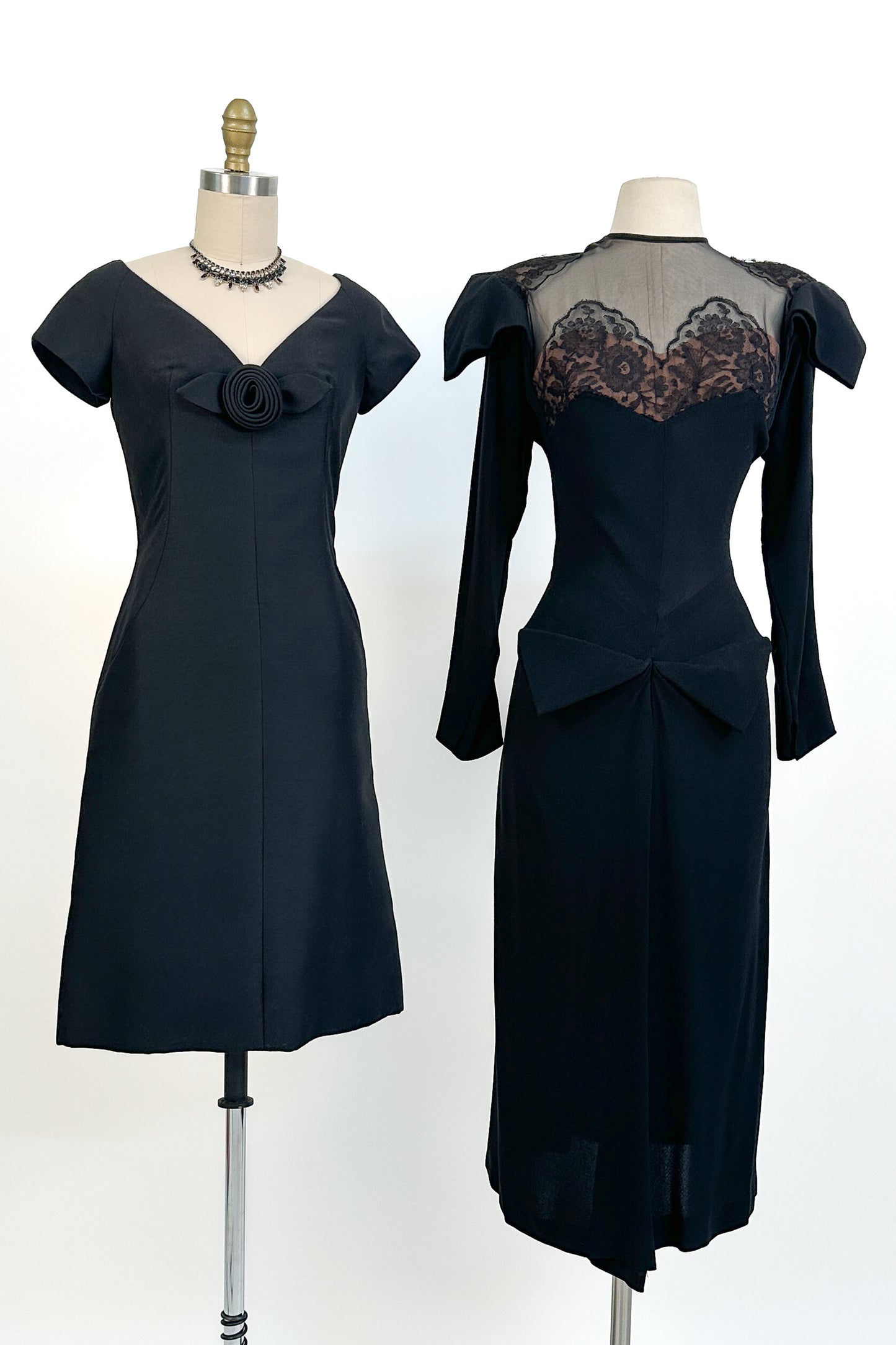 1960s Jerry Silverman Black Rosette Cocktail Dress