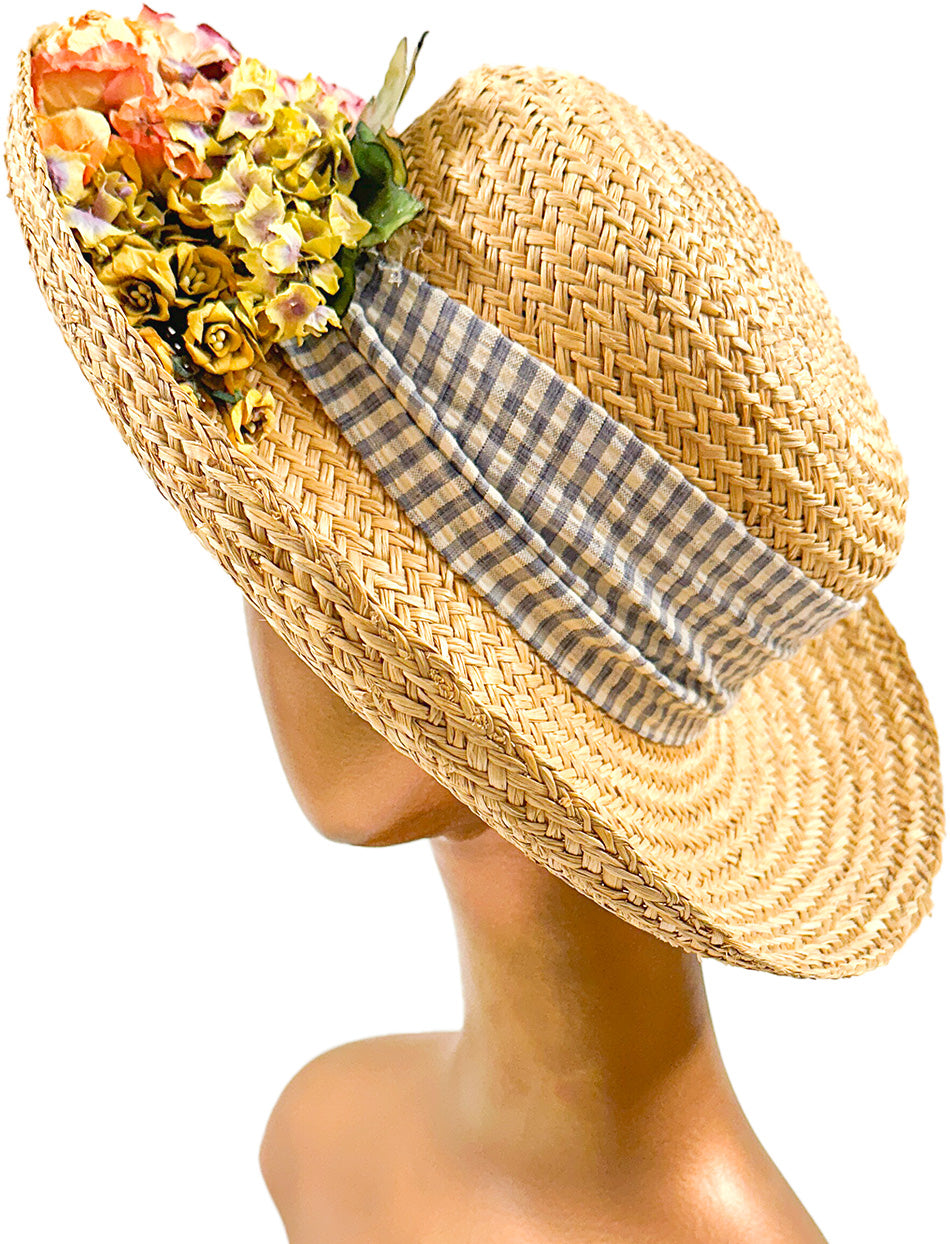 1990s 'Nancy Meyers' Romcom Summer Straw Hat with Roses