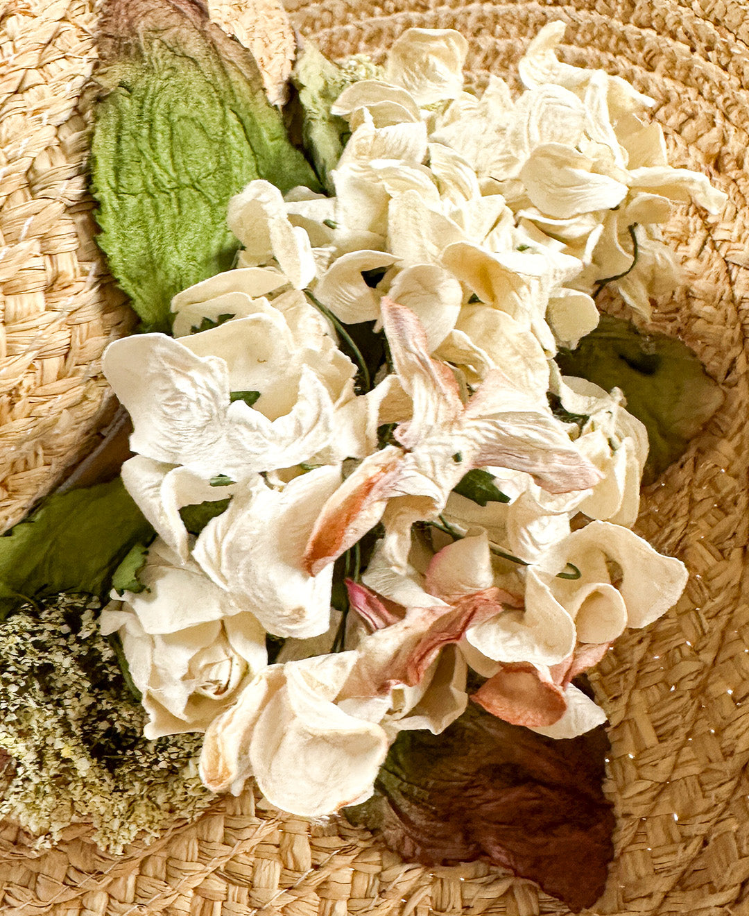 1990s 'Nancy Meyers' Romcom Summer Straw Hat with Hydrangeas