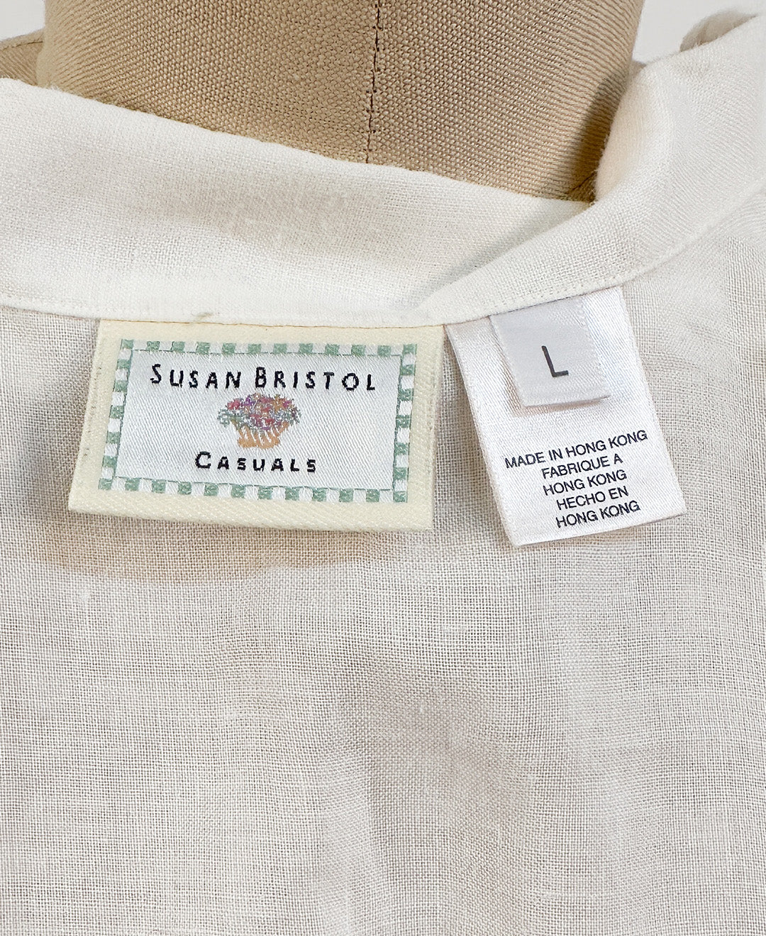 1990s White Linen Button up with Ruffles / Bust