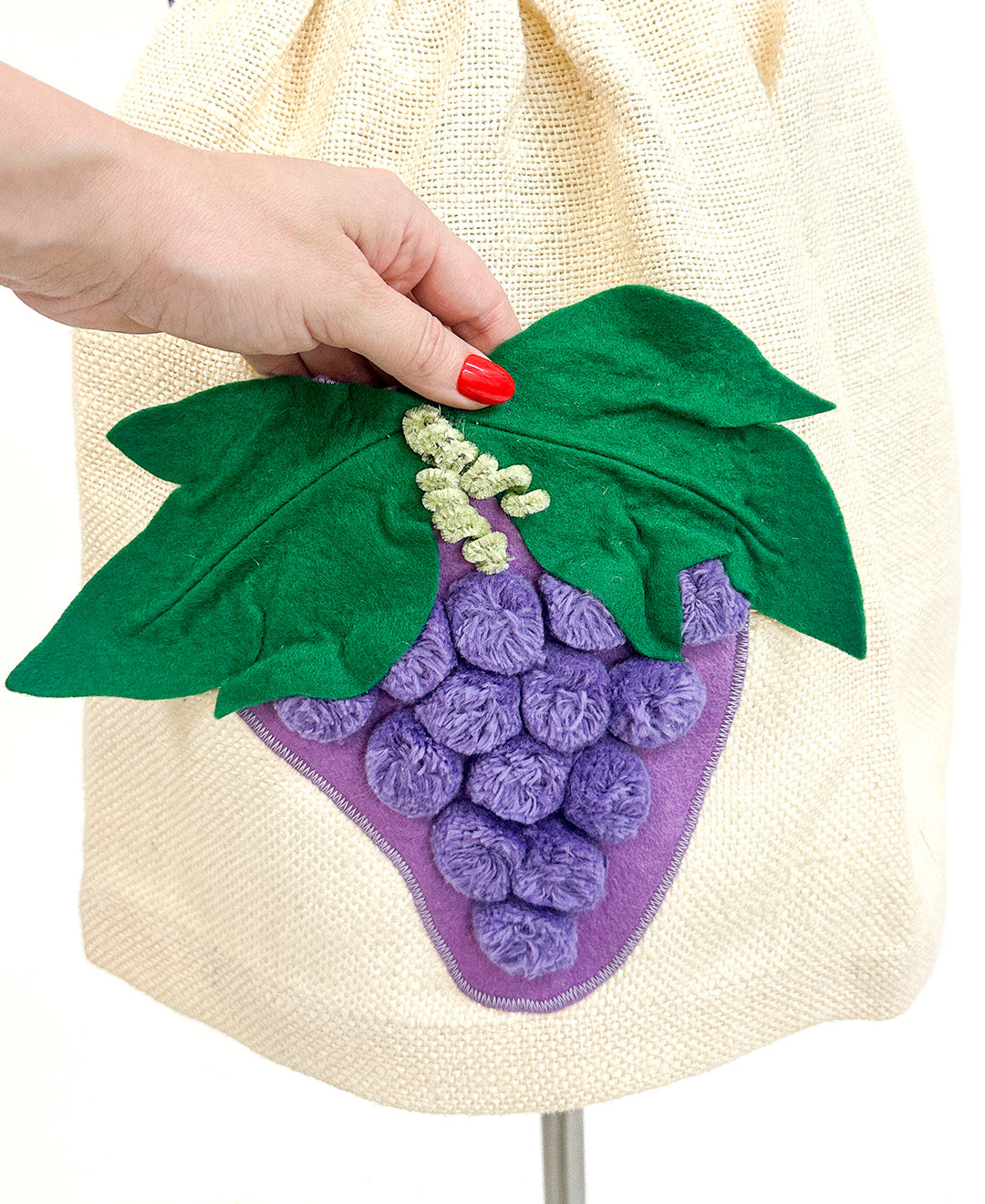 1950s MCM Apron with Grape Appliqué Pocket