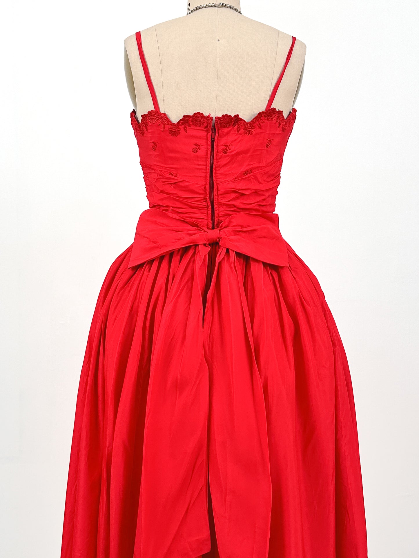 1950s Red Holiday Gown by Lorie Deb / Waist 24