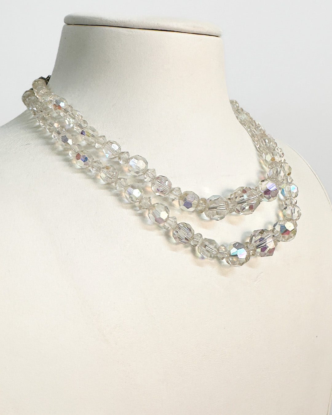 1950-60s Iridescent Beaded Choker with Matching Earrings