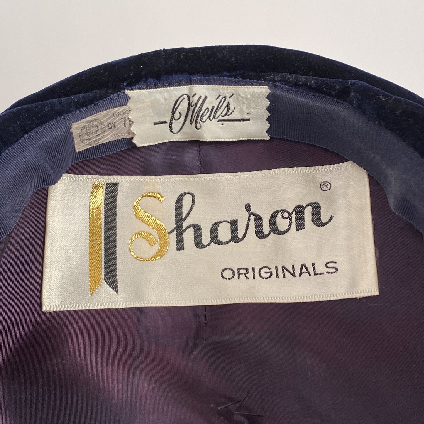 1950s Navy Velvet Structured Beret with Grosgrain Tassel