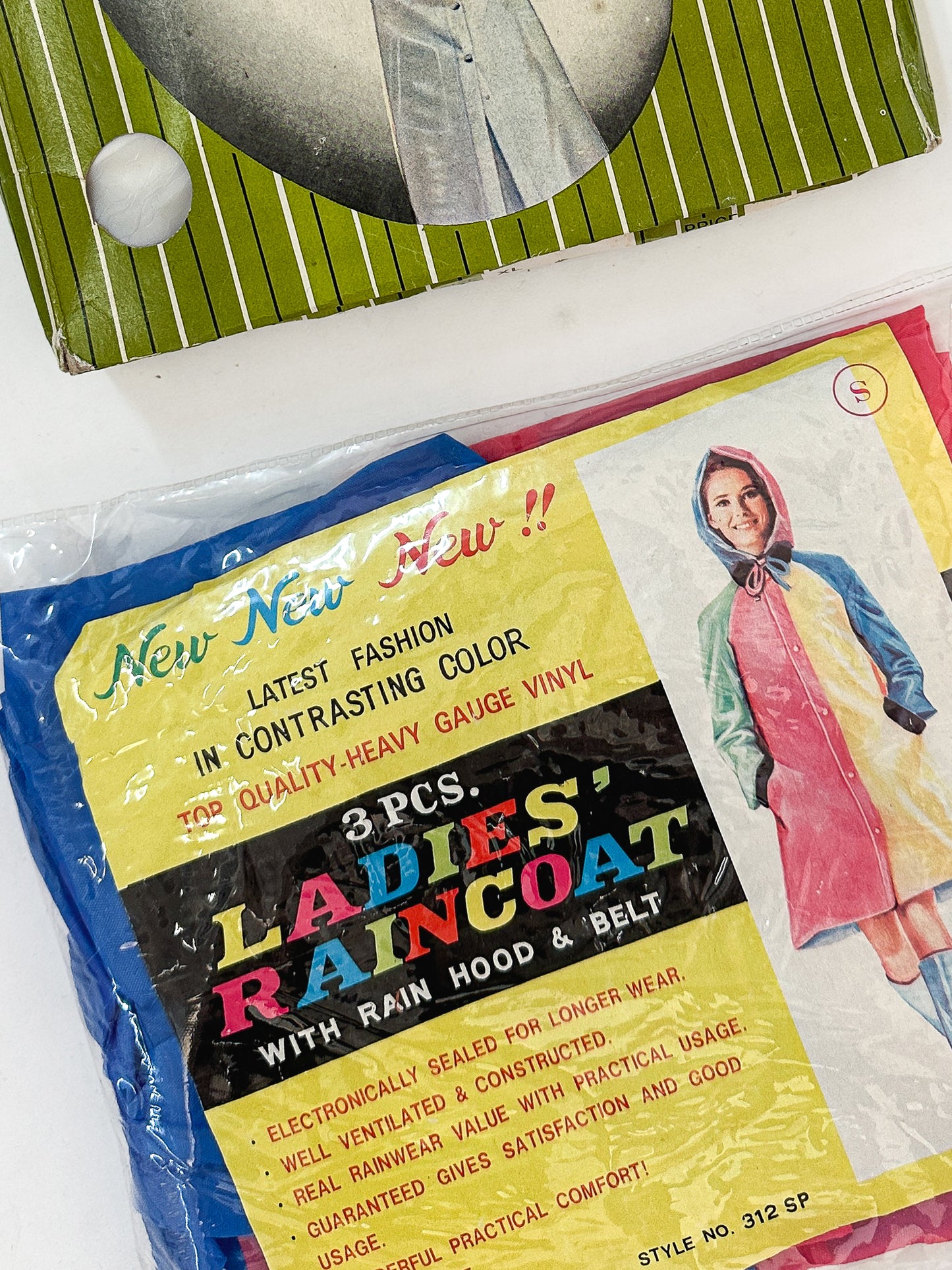 1960s Color Blocked Sheer Vinyl Raincoat / One Size