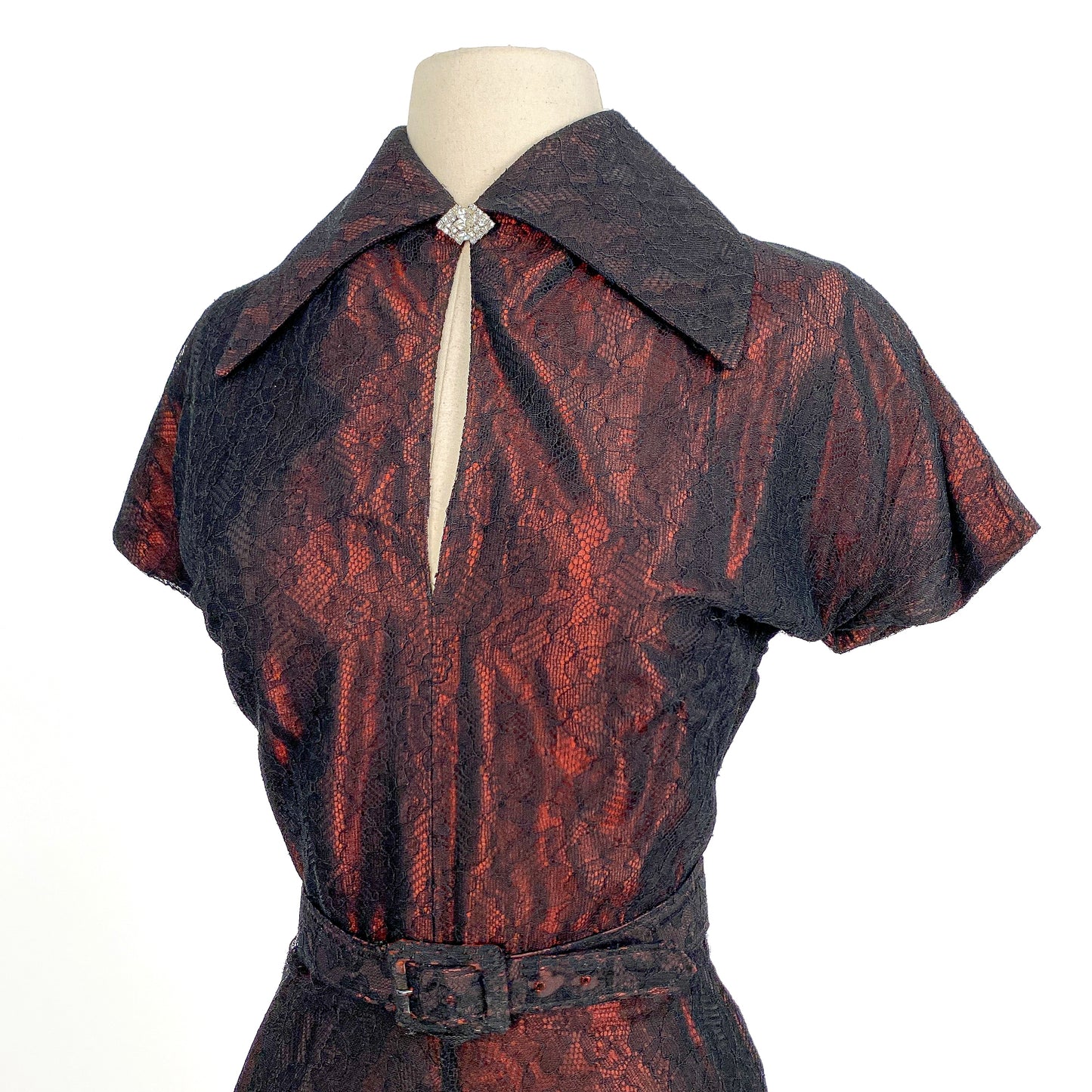 1940s 'The Crimson Illusion' Gown / Waist 28