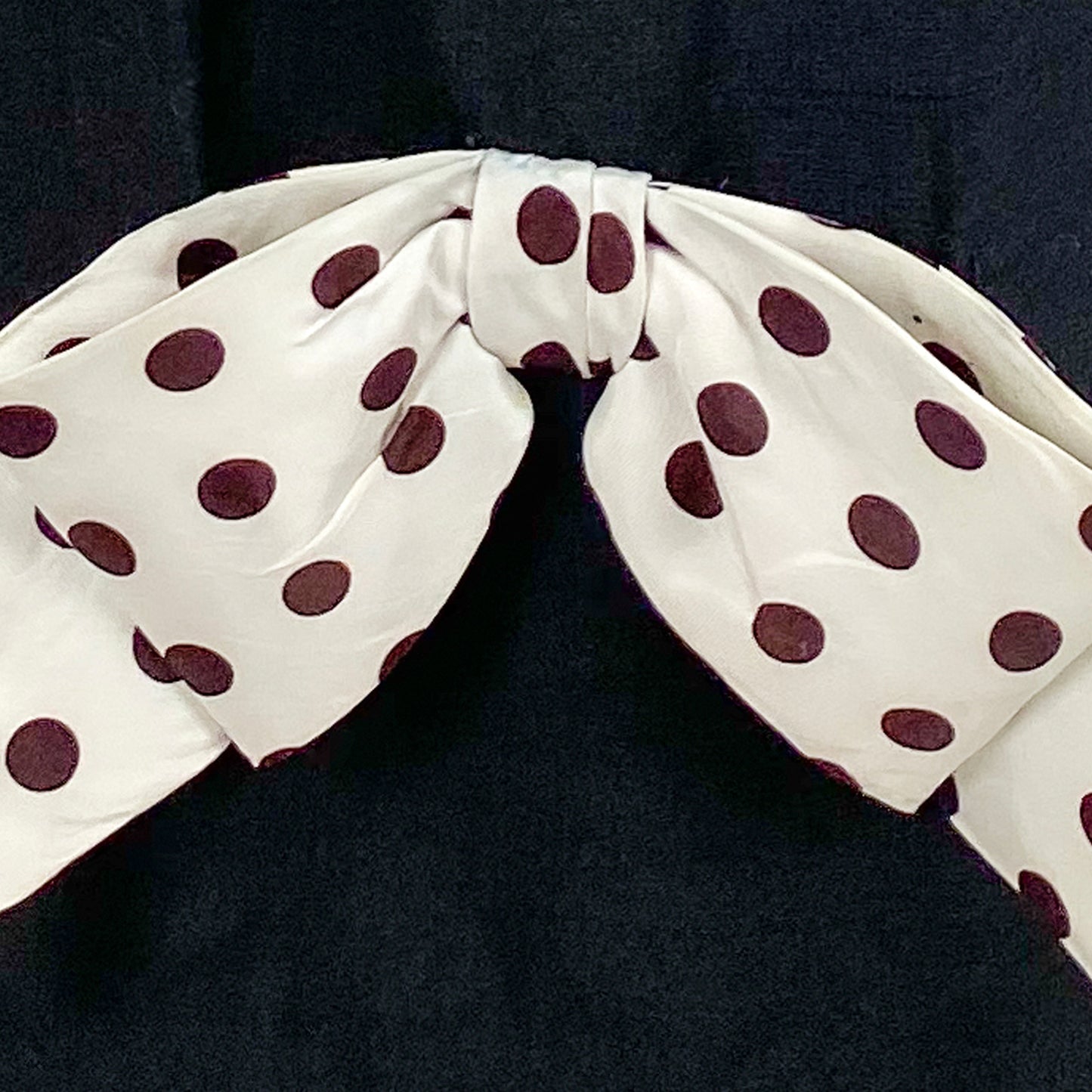 1960s Black Linen Wiggle Dress with Polka Dot Ribbon / Waist 28