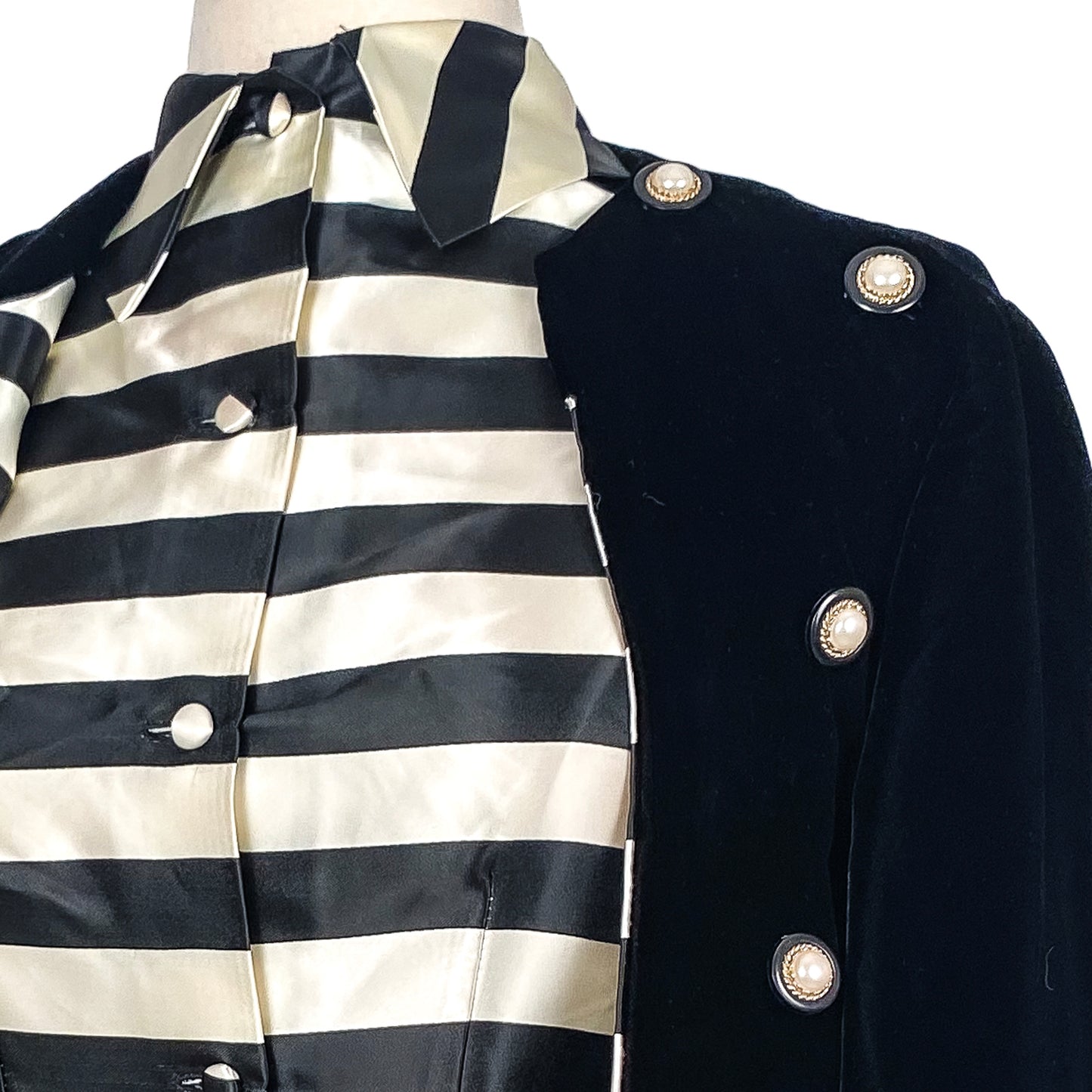 1960s Black Velvet Three Piece Skirt Suit / Waist 26