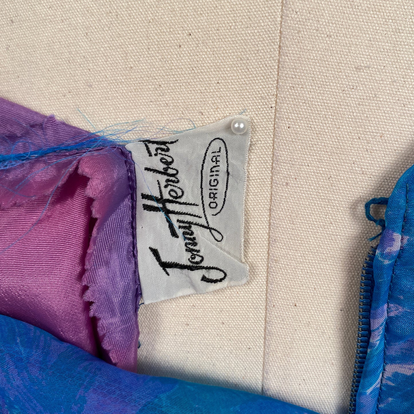 1950s Blue Chiffon Dress by Johnny Herbert / Waist 24