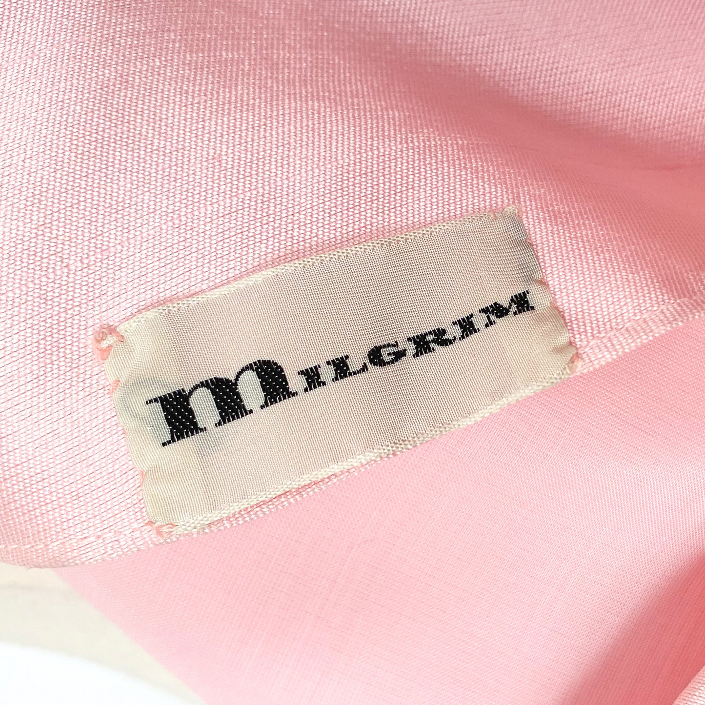 1960s Silk Pink Dress with Beaded Collar by Milgrim / Waist 36