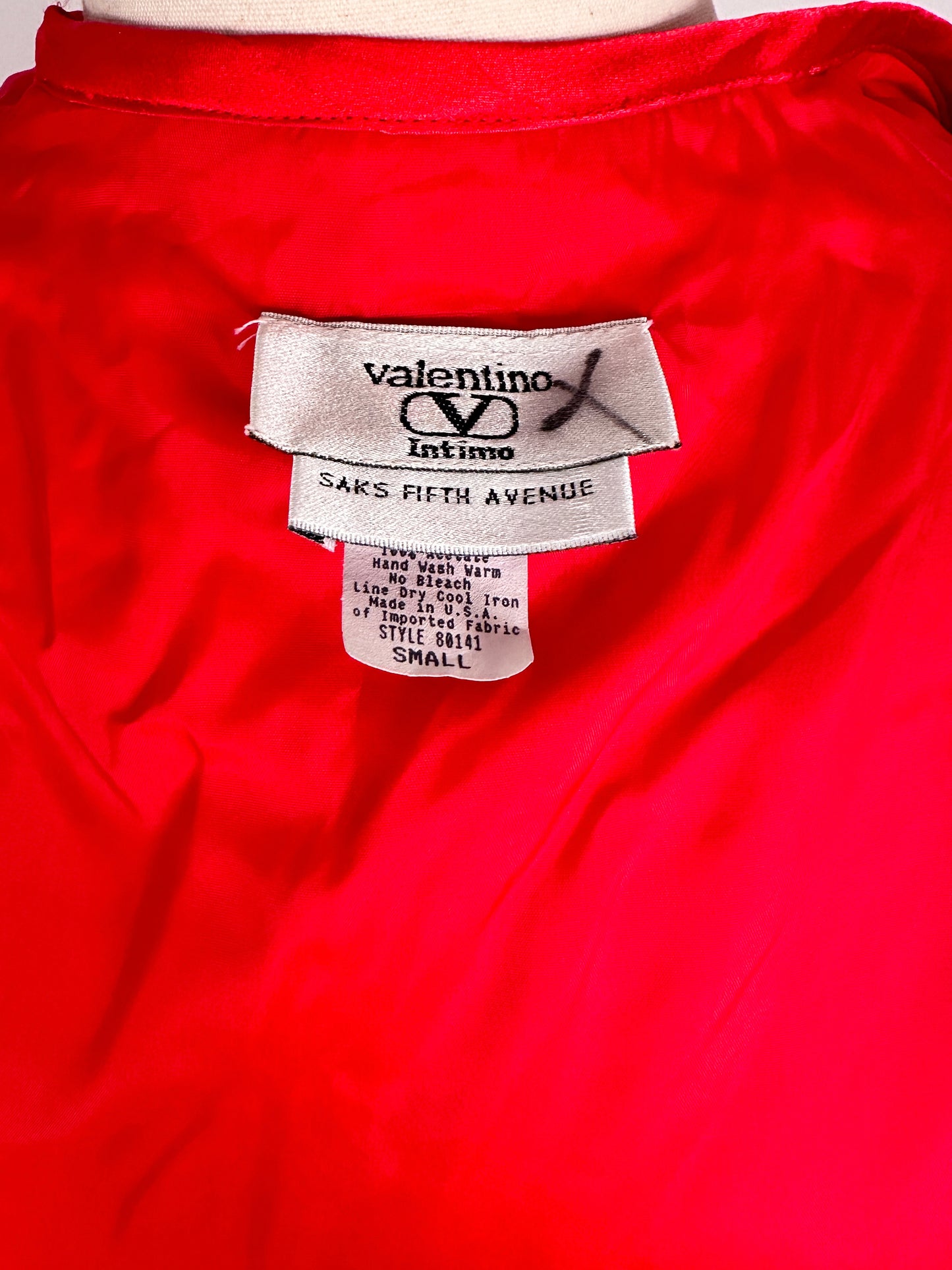 1980s Striking Red Quilted Satin Robe by Valentino / One Size