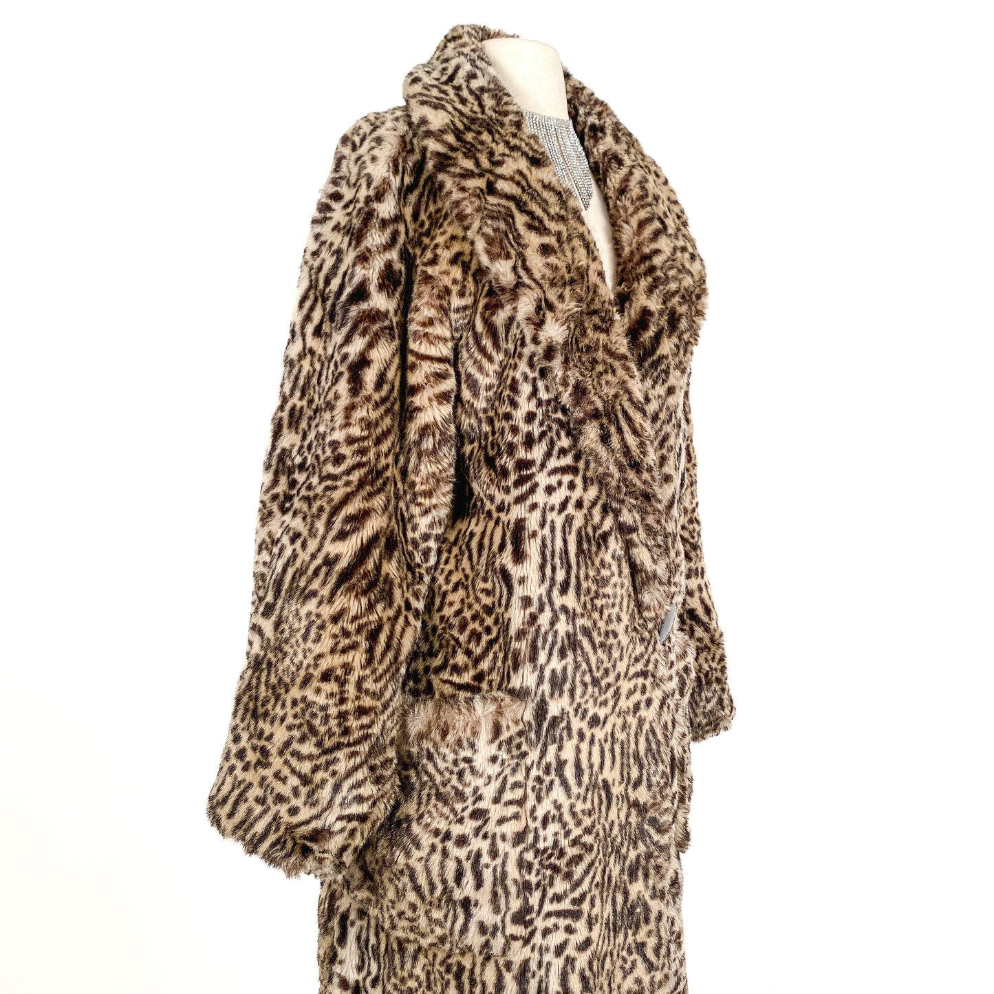 1980s Oversized Faux Leopard Coat with Pockets/ One Size