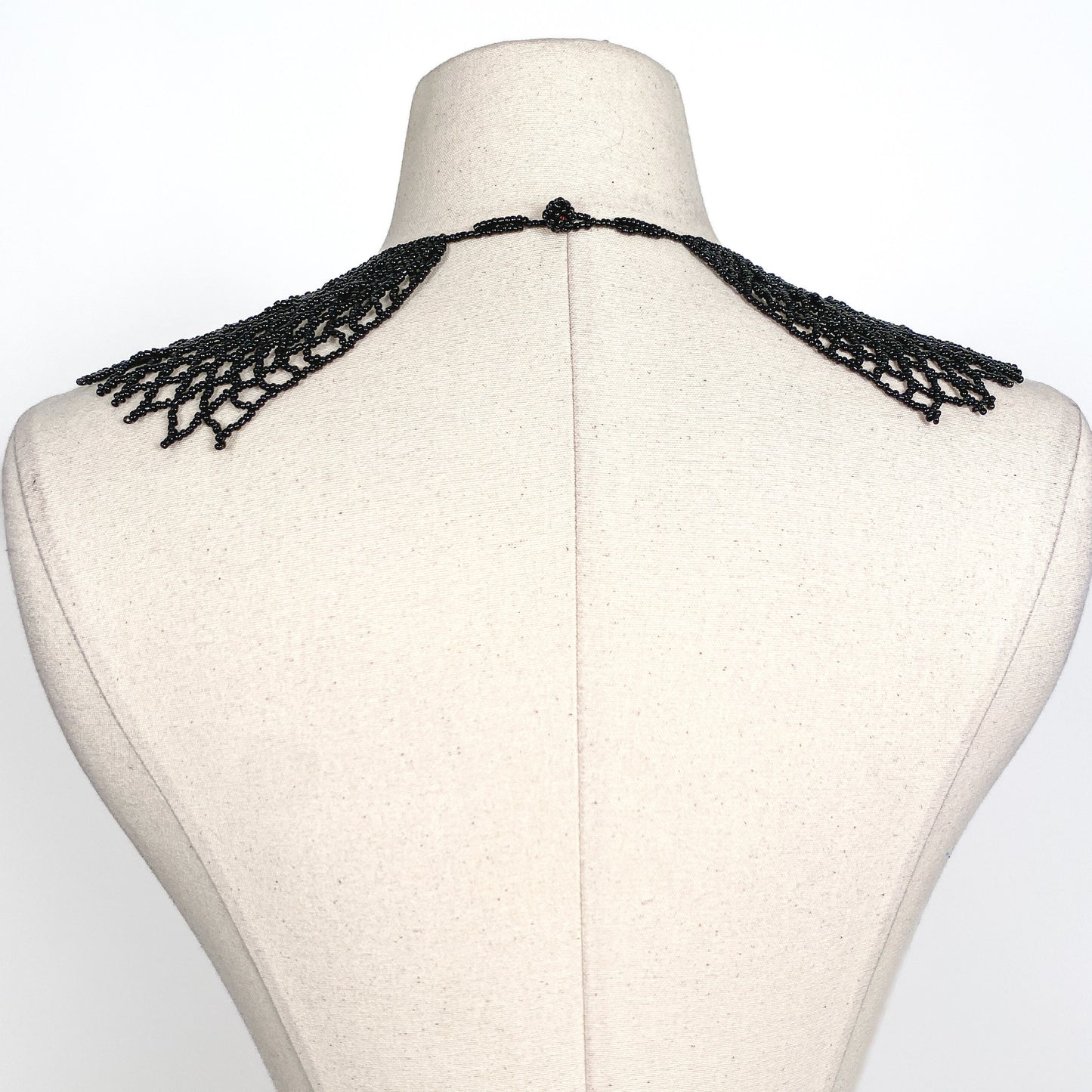 Gorgeous Large Vintage Black Seed Bead Collar or Necklace