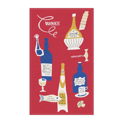 1950's Vintage Inspired Tea Towel - 'Wine Parings'