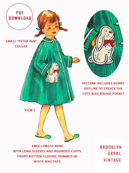 PDF Pattern - 40s Child's Robe with Bunny Pocket / Child 4