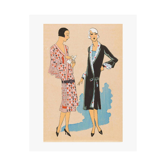 1920s Fashion Illustration Satin Poster Print - LES TRIANGLES