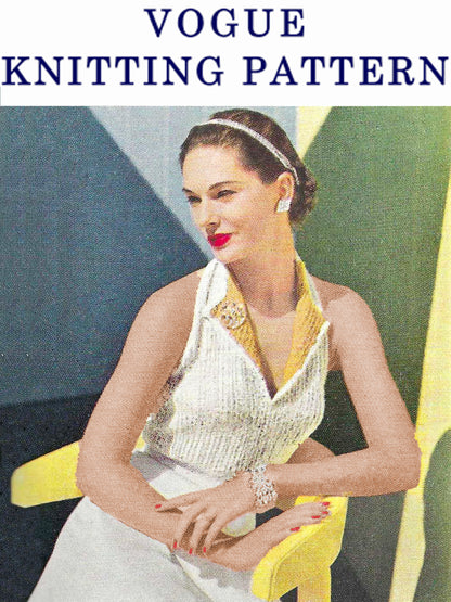 1950s Vogue Halter Top with Lapels / Knitting Pattern