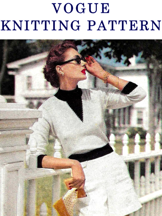 1950s Vogue Pullover with Kimono Sleeves / Knitting Pattern