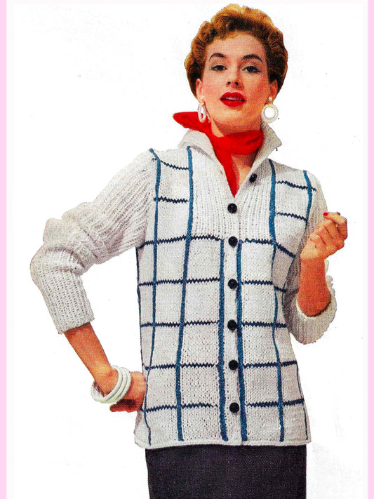 1950s Boxy Bulky Sweater Jacket - Knitting PDF Pattern