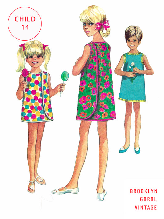 PDF Pattern - 60s Childs Wrap-Around Dress or Tunic / Child 14