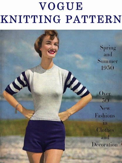 1950s Vogue Sweater and Short Set / Knitting Pattern