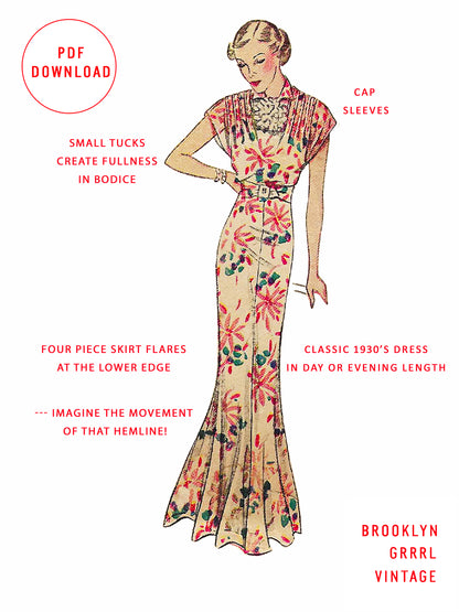 PDF Pattern  1930s Day and Evening Dress / Bust 34