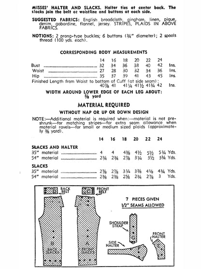 PDF Pattern - 1930s Overalls / Slacks / Jumpsuit - Multiple Sizes