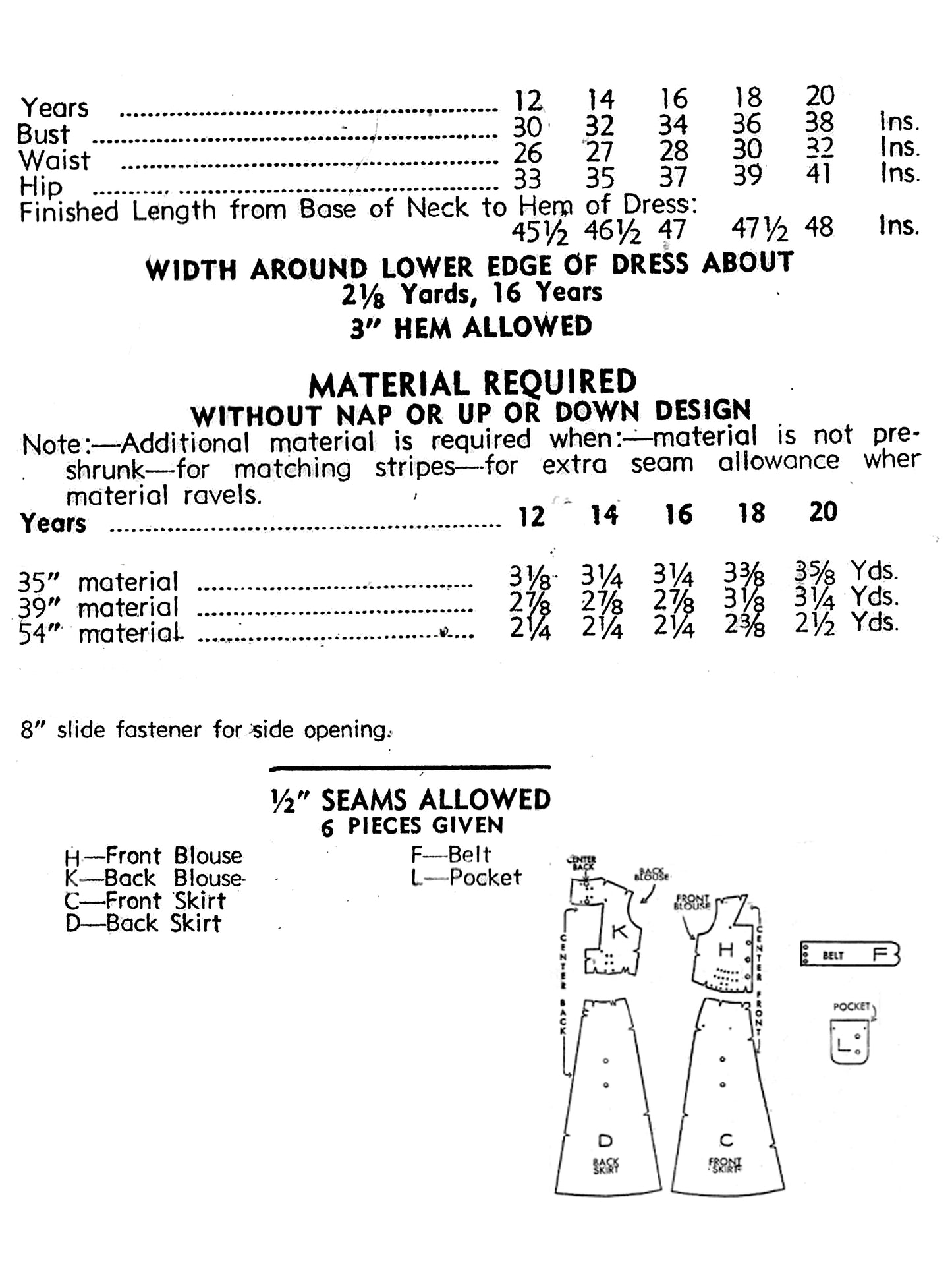 PDF Pattern -1930s Sports Dress / Sun Dress / Bust 34
