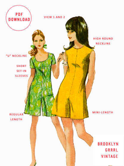 PDF Pattern - 1970s Jumpsuit and Rompers / Bust 38