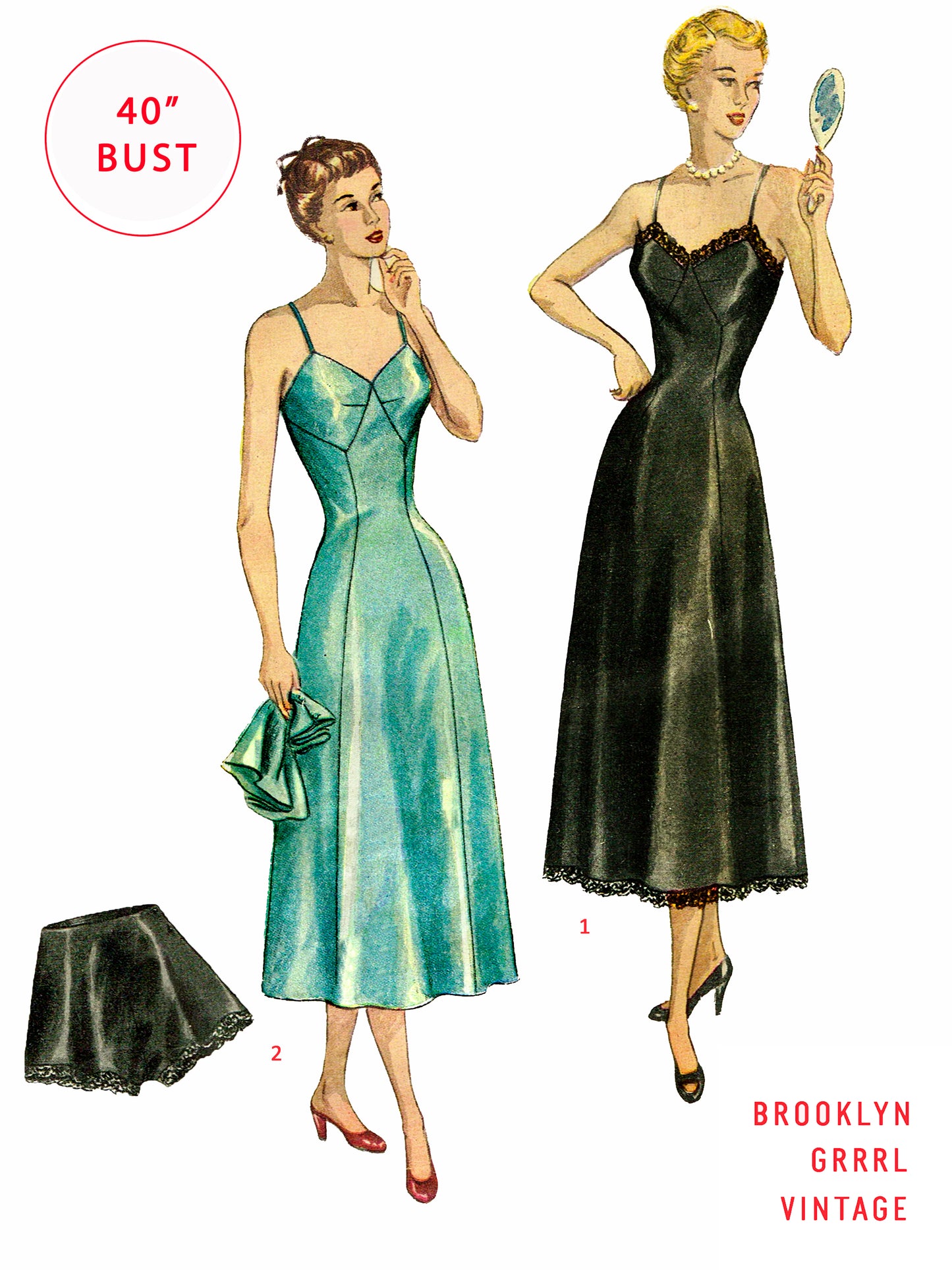 PDF Pattern 1940s Slip and Panties / Bust 40