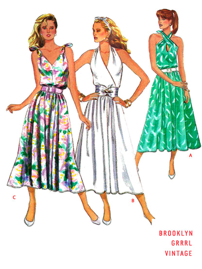 Paper Pattern - 1970s Dress in Three Styles / Multiple Sizes