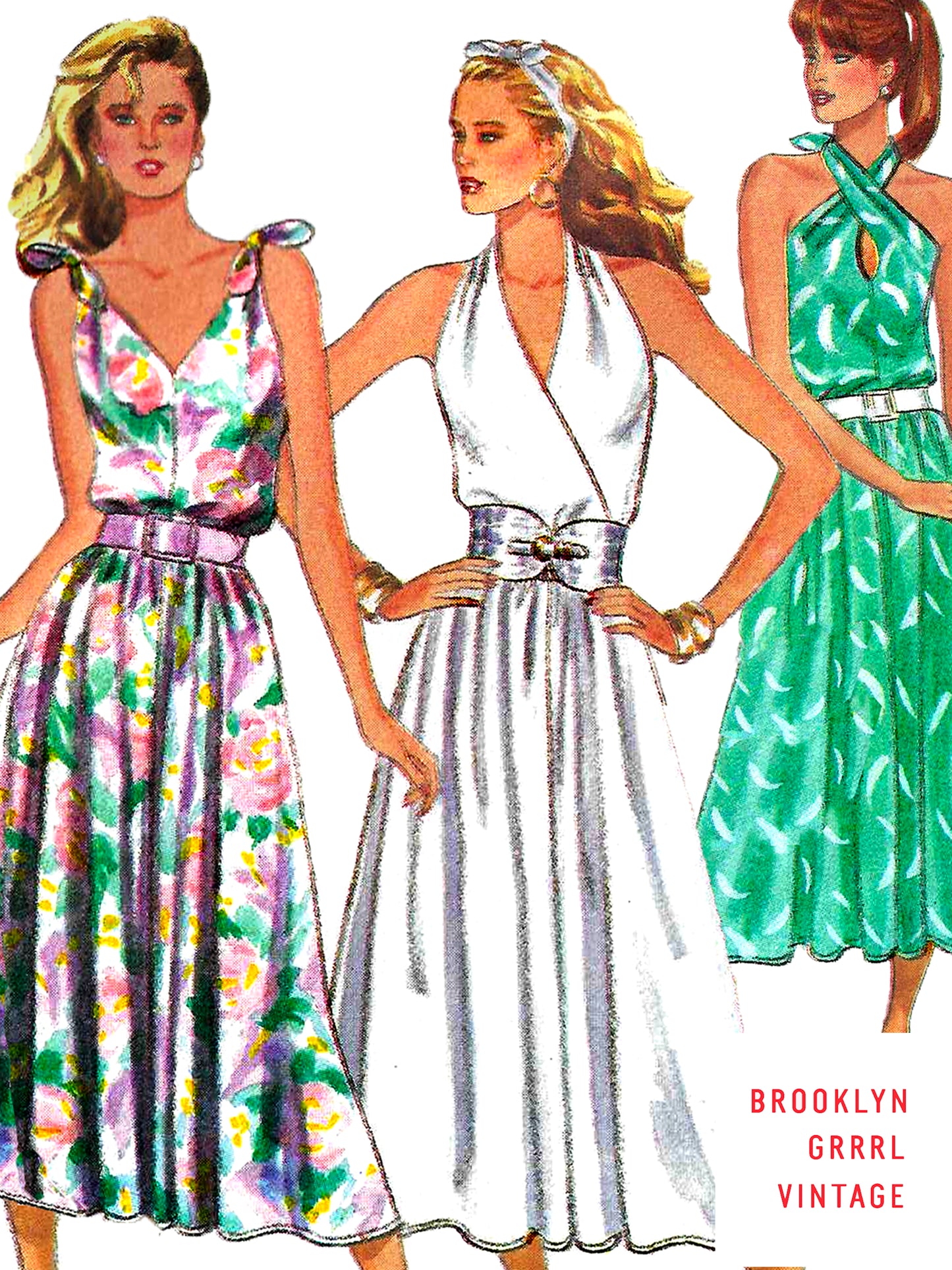 PDF Pattern - 1970s Dress in Three Styles / Multiple Sizes