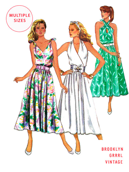 Paper Pattern - 1970s Dress in Three Styles / Multiple Sizes