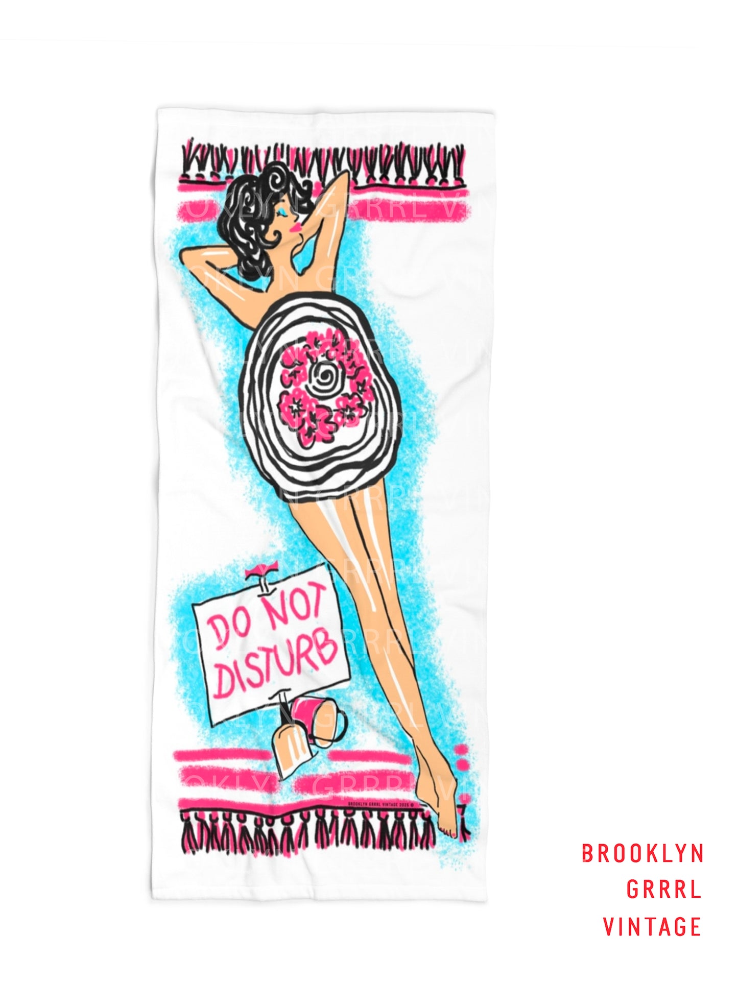 1950s Vintage Style Beach Towel / Do Not Disturb / Retro Inspired for Summer Days by the Beach or Pool Designed by Brooklyn Grrrl Vintage