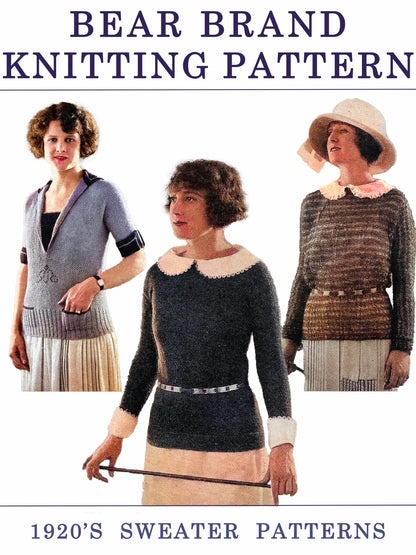 1920s Knitting Pattern For Three Fabulous Sweaters