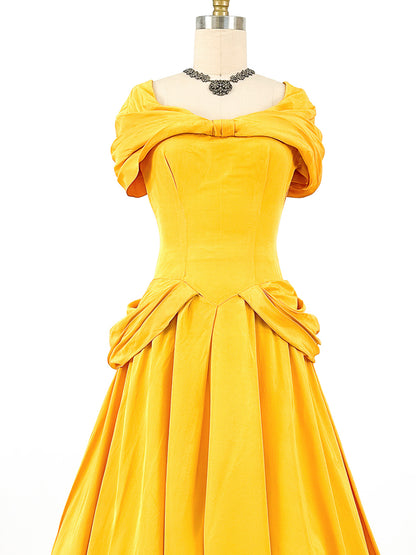 1930s 'Tale as Old as Time' Daffodil Satin Ballgown / Waist 24