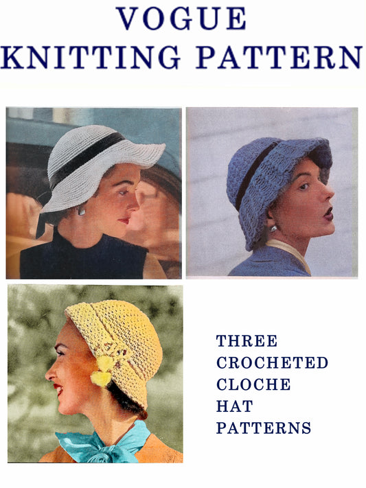 1950s Vogue Cloche Hats / Crochet Pattern