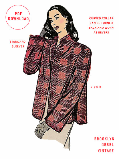 PDF Pattern - 1940s Swing Jacket / Bust 38