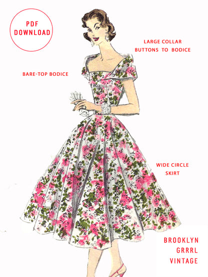 PDF Pattern - 1950s Dress with Circle Skirt & Bolero / Bust 34
